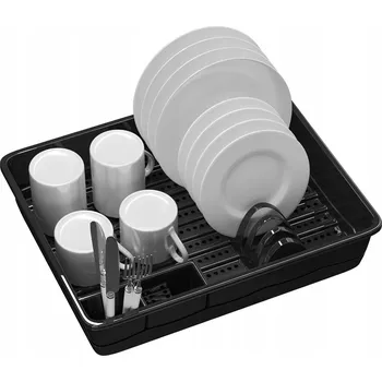 Odkapávač na nádobí SUŠIČKA ODKAPÁVAČ ČERNÁ na nádobí na příbory s táckem PLASTOVÝ VÝROBEK.POLSKÝ
