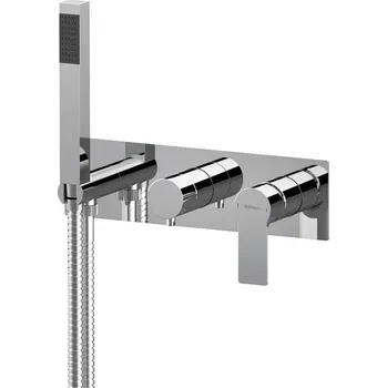 Vodovodní baterie Sapho PAX podomítková sprchová/vanová baterie s ruční sprchou, 3 výstupy, chrom - XA53