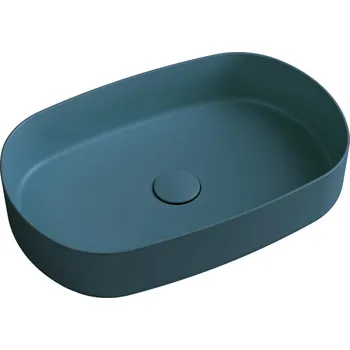 Isvea INFINITY OVAL keramické umyvadlo na desku, 55x36cm, zelená petrol - 10NF65055-2P