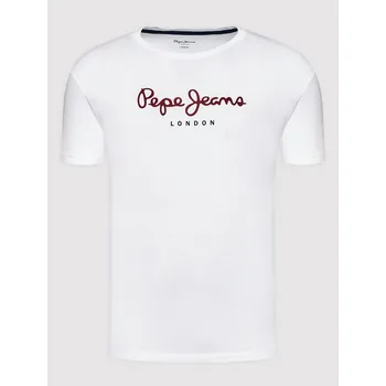 Pánské tričko Pepe Jeans Tričko Eggo PM508208 Bílé Klasický Střih