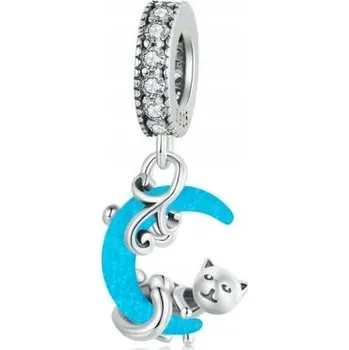 Přívěsek Přívěsek ze stříbra kočka kotě měsíc svítící ve tmě s925 stříbro 925