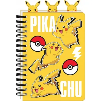 Blok Pokémon Zápisník A5 – Pikachu – Designový, s drátěnou vazbou, 80 listů krémové barvy