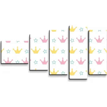 Obraz Sablio Obraz - 5-dílný Růžové korunky na bílé - 100x60 cm