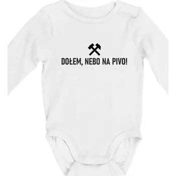 DOŁEM, NEBO NA PIVO! - Body kojenecké s dlouhým rukávem - Dlouhý r. do 3 měs ( Bílá )