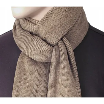 Šála Módní ZIMNÍ Velká Šála 190x30cm Teplá Pánská Šála Hladká Béžová GREG af22