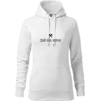 Dámská mikina ZDAŘ BŮH, KURVA!﻿ - Mikina dámská Cape s kapucí - S ( Bílá )