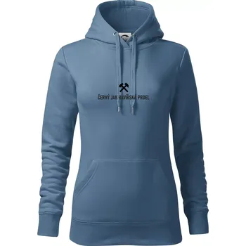 Dámská mikina ČERNÝ JAK HAVÍŘSKÁ PRDEL - Mikina dámská Cape s kapucí - XS ( Denim )