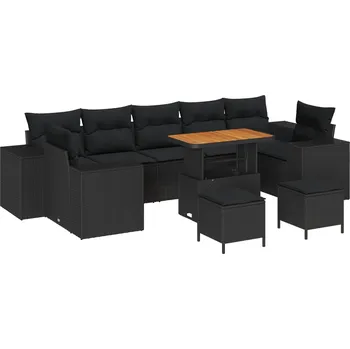 Sada zahradních pohovek 10 pcs Černá polyratan IM_3361989