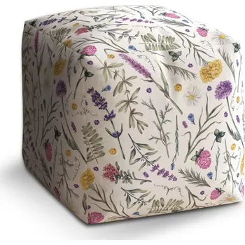 Taburet Sablio Taburet Cube Babiččina zahrádka: 40x40x40 cm