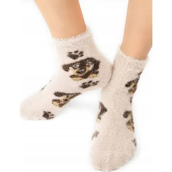 PONOŽKY SP008 CHLUPATÉ PSÍ TLAPKY 36-41 světle béžové