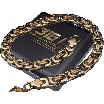 Náramek ZLATÝ PÁNSKÝ NÁRAMEK KRÁLOVSKÝ VZOR OCEL 316L