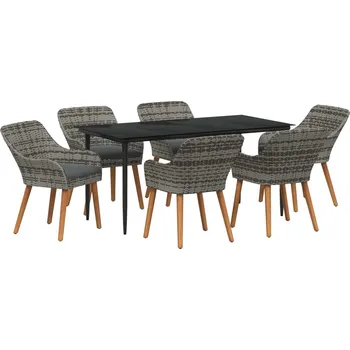 Zahradní sestava Zahradní jídelní souprava s polštářem 7 pcs Šedá polyratan IM_3261681