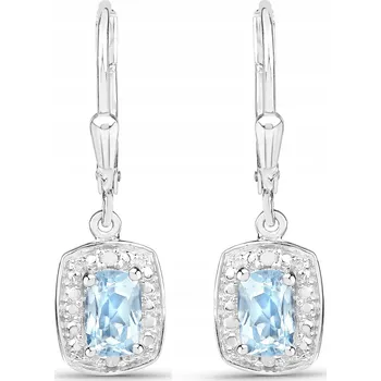 Náušnice STŘÍBRNÉ NÁUŠNICE S PŘÍRODNÍM MODRÝM TOPAZEM