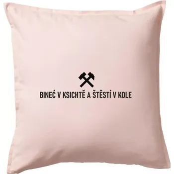 Polštář BINEĆ V KSICHTĚ A ŠTĚSTÍ V KOLE - Polštář 50x50 - 50x50 - Pouze potah ( Světle růžová )