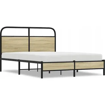 Postel Jednolůžková kovová postel VidaXL 135x190 cm, dub sonoma