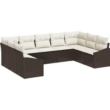 Zahradní pohovka Sada zahradních pohovek 9 pcs Hnědá a krémová polyratan IM_3355547