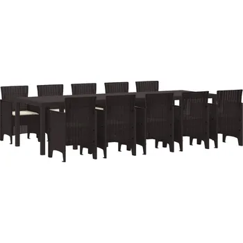 Zahradní sestava Zahradní jídelní souprava 11 pcs Hnědá a krémová Ratan IM_3378761