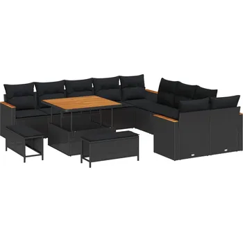Sada zahradních pohovek 13 pcs Černá polyratan IM_3363094