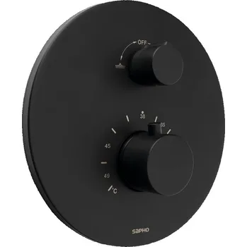 Vodovodní baterie Sapho Podomítková sprchová termostatická baterie, box, 2 výstupy, černá mat - RH396B