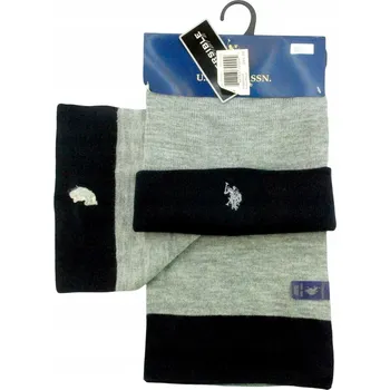 Čepice Zimní pánská sada Čepice oboustranná šála U.S. Polo Assn. 54-60cm Výšivka