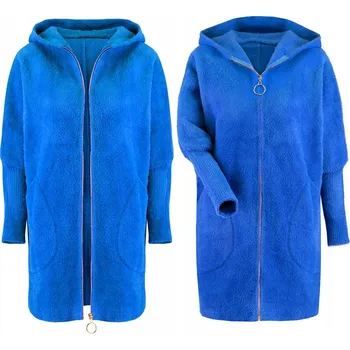 Soprato dámský modrý kabát oversize s kapucí univerzální velikost