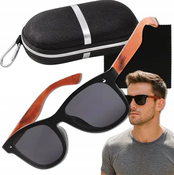 Nerdy DŘEVĚNÉ Polarizační sluneční brýle pro ŘIDIČE UV400 POUZDRO