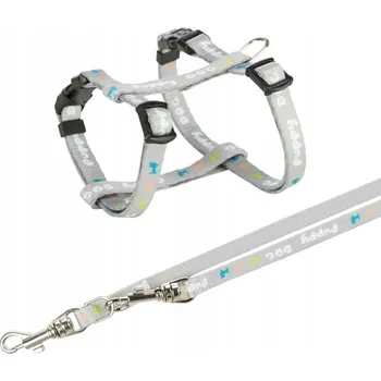 Postroj pro psa TRIXIE Junior Puppy Postroj H s vodítkem, světle šedý, velikost M-L