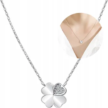 Náhrdelník Stříbrný řetízek náhrdelník, čtyřlístek zirkon stříbro o ryzosti 925