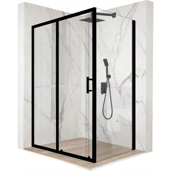 Sprchový kout obdélníkový posuvný černý 110x90cm sklo 6mm + povrchová úprava