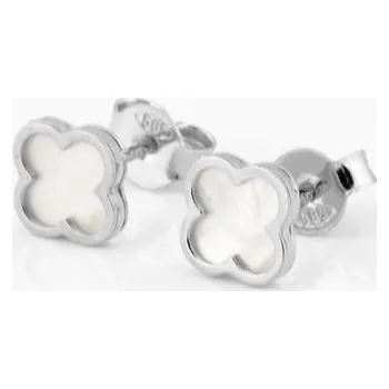 Náušnice Náušnice z bílého zlata pecičky čtyřlístek NA1836F + dárek zdarma