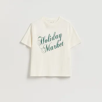 Dámské tričko Reserved - Tričko s vánočním motivem - krémová - 861HD-01X - 861HD-01X-M