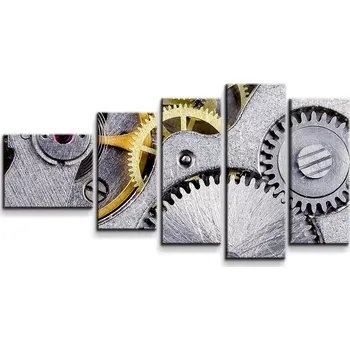Obraz Sablio Obraz - 5-dílný Hodinový strojek - 100x60 cm