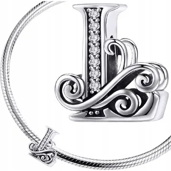 Přívěsek CHARMS přívěsek PÍSMENO L korálek STŘÍBRO 925 beads