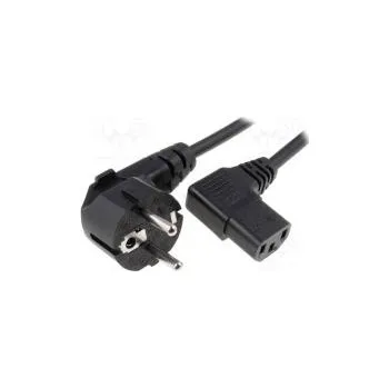 Napájecí kabel Kabel CEE 7/7 (E/F) úhlová vidlice,IEC C13 zásuvka 90° PVC