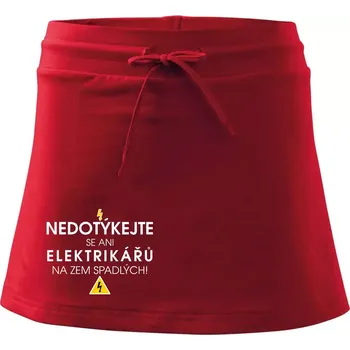 Dámská sukně Nedotýkejte se ani elektrikářů na zem spadlých - Sportovní sukně - two in one - XS ( Červená )