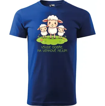 Pánské tričko Sablio Tričko s potiskem Všude dobře, na venkově nejlíp - modré 5XL