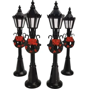 Vánoční dekorace Sada 4ks dekorativních pouličních lamp, 12 cm