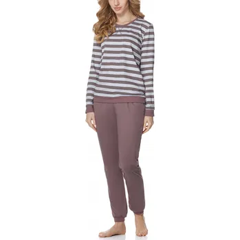 Dámské noční prádlo Dámské bavlněné pyžamo dámské pyžamo dlouhý rukáv MS-107 Proužky S