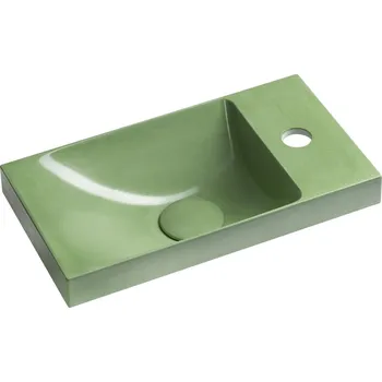 Umyvadlo Sapho AGOS betonové umývátko 40x22cm, levé/pravé, zelená pololesk - AS40023