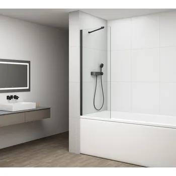 Vanová zástěna Polysan FISA vanová zástěna 800x1500mm, černá mat, čiré sklo - FS1082-B