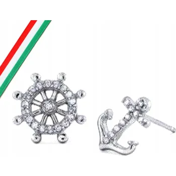 Náušnice Stříbrné náušnice 925 kotva kormidlo zirkony