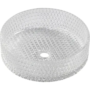 Sapho MARAGUA skleněné gravírované umyvadlo na desku Ø 39,5cm, čirá - TY214CL