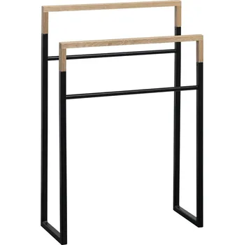 Držák na ručník Sapho SKA stojan na ručníky 550x800x200mm, černá mat/dub - SKA308