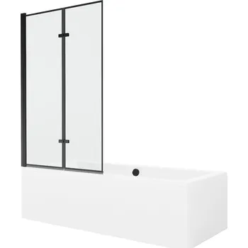 Vanová zástěna MEXEN/S - Cube obdélníková vana 170 x 80 cm s panelem + vanová zástěna 100, černá vzor 550517080X9210027070