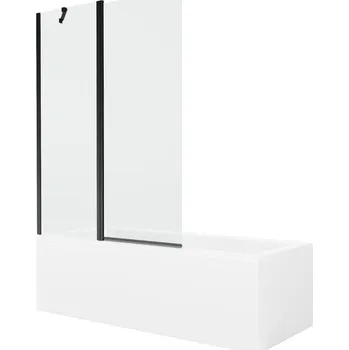 MEXEN/S - Cubik obdélníková vana 160 x 70 cm s panelem + vanová zástěna 120, transparent, černá 550316070X9412117000