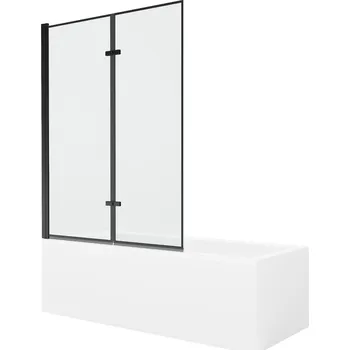 MEXEN/S - Cubik obdélníková vana 160 x 70 cm s panelem + vanová zástěna 120, černá vzor 550316070X9212027070