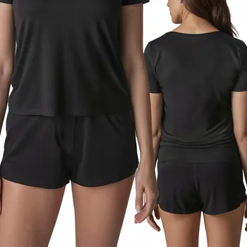 Dámské noční prádlo Vivisence 2100 černá viskóza krátké dámské pyžamové kraťasy XL KRÁTKÉ KALHOTY