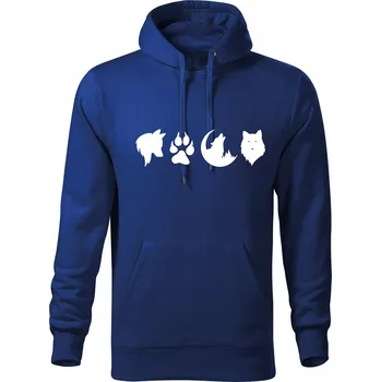 Pánská mikina Mikina s kapucí D551 NATURA WILK LOVE LES modrá, vel XL