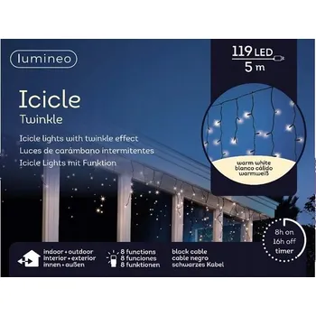 Vánoce Rampouchové světelné řetězy 119 LED na dům, teplá bílá, 5 m