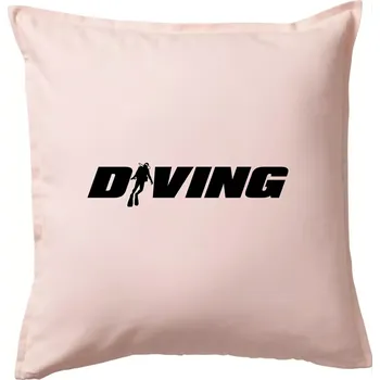 Polštář Diving nápis potápěč - Polštář 50x50 - 50x50 - Pouze potah ( Světle růžová )